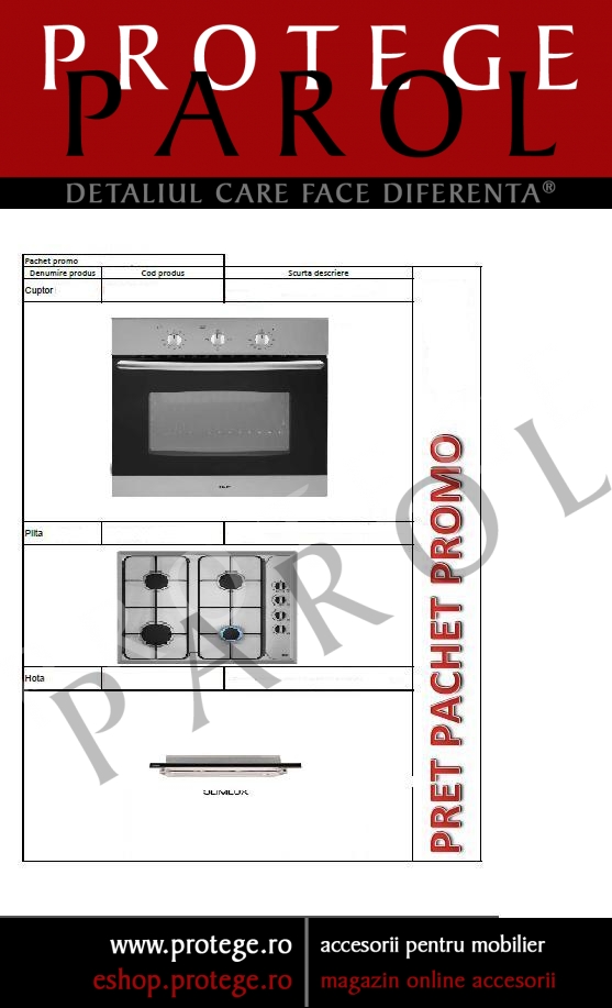 Pachet Promotional ICF I (hota, plita, cuptor)